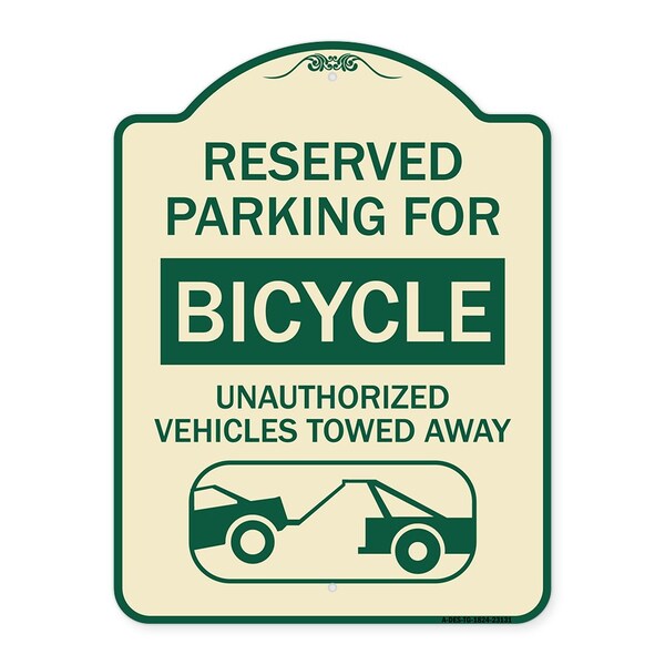 Signmission Reserved Parking for Bicycle Unauthorized Vehicles Towed Away Alum Sign, 24" x 18", TG-1824-23131 A-DES-TG-1824-23131 - main